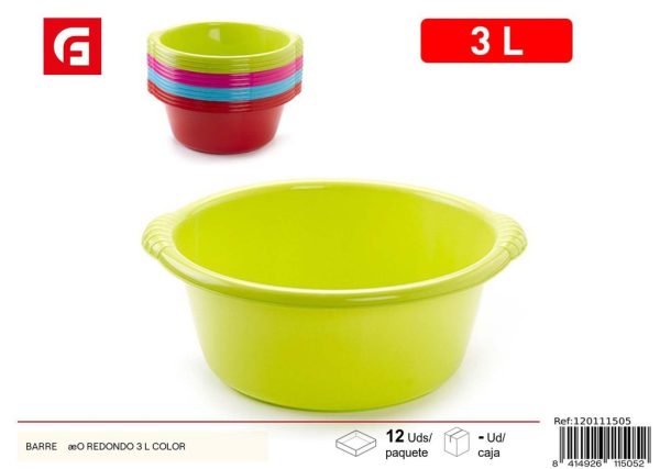 Barreño redondo 3L color para limpieza y almacenamiento