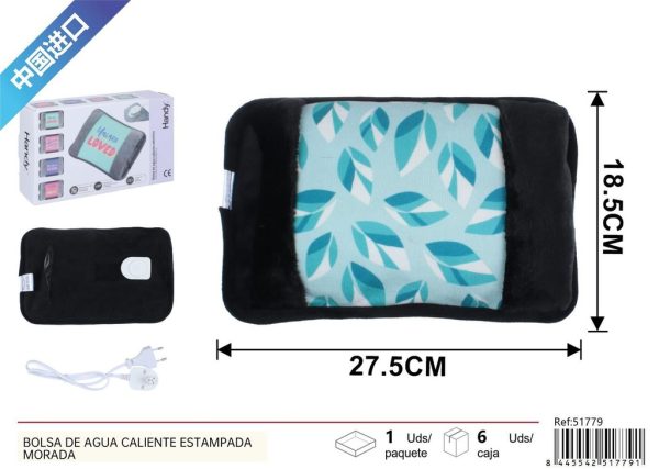 Bolsa de agua caliente estampada negra - Artículos de novedad