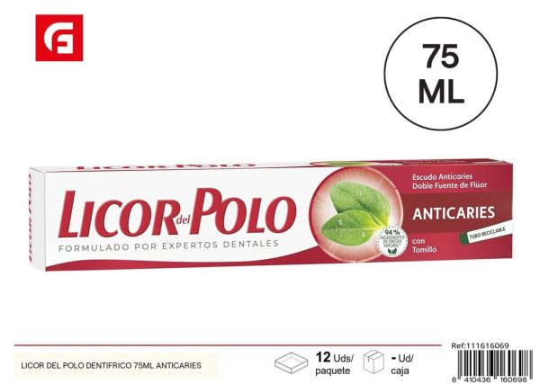 Dentífrico anticaries Licor del Polo 75ml para higiene bucal