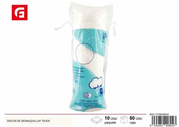 Discos de desmaquillar 70uds - Baño e higiene personal
