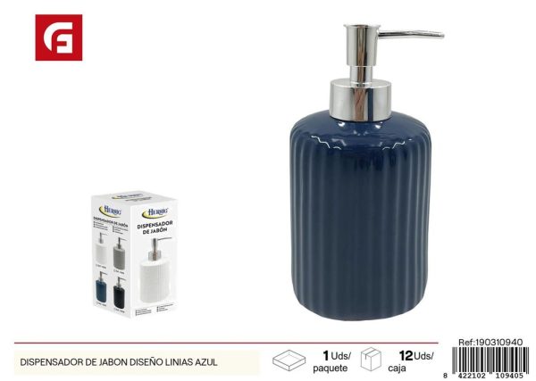 Dispensador de jabón diseño lineas azul - Accesorios de baño