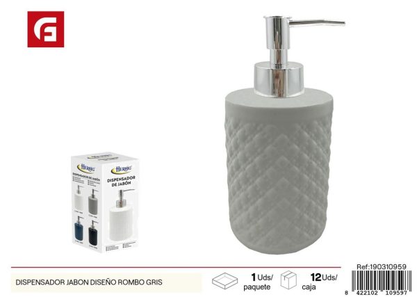 Dispensador de jabón diseño rombos gris - Accesorios de baño