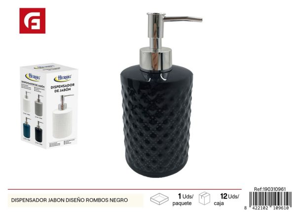 Dispensador de jabón diseño rombos negros - Accesorios de baño