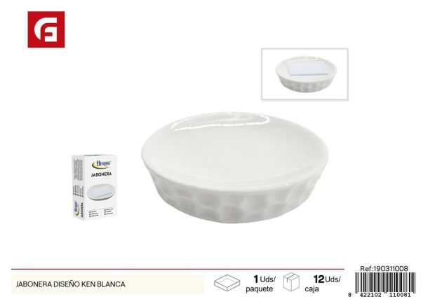 Jabonera de cerámica diseño Ken blanca - Utensilios de baño