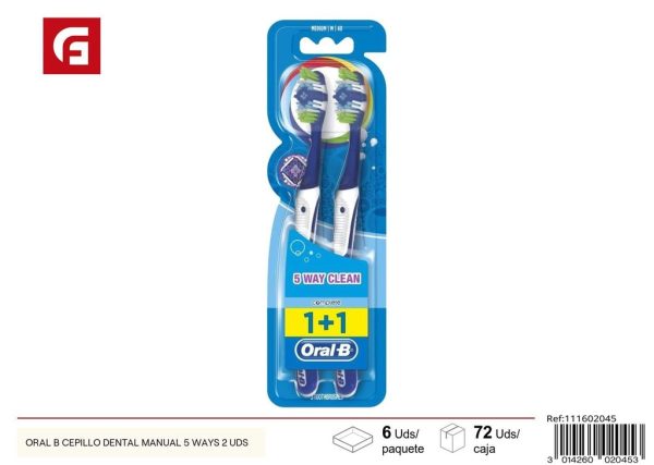 Pasta de dientes Oral B - Cepillo dental manual 5 modos (2 uds)