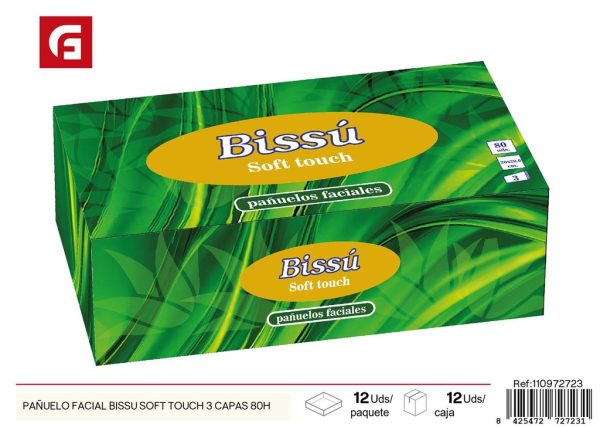 Pañuelo facial Bissu Soft Touch 3 capas 80 unidades - Papel higiénico