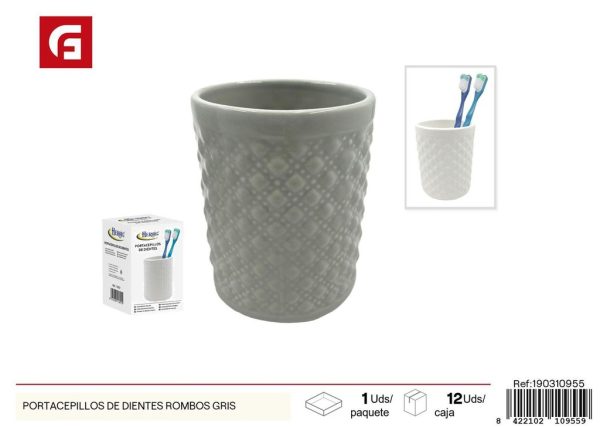 Portacepillos de dientes rombos gris - Artículos de baño