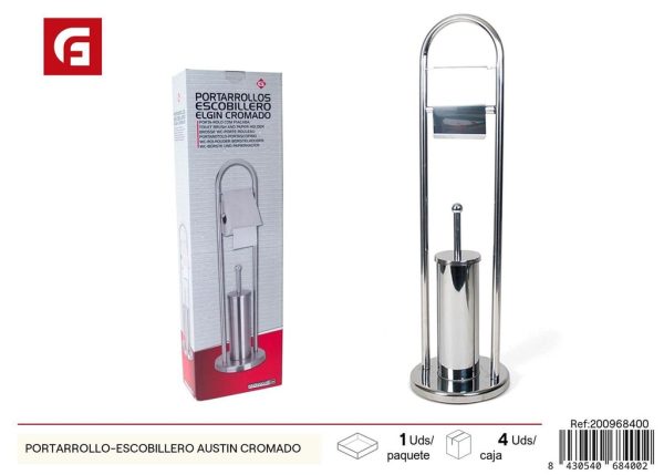 Portarollo-escobillero Austin cromado - Accesorios de limpieza