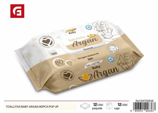 Toallitas baby argán 80PCS Popup - Productos de cuidado personal
