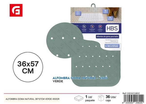 Alfombra goma natural 36*57cm verde 450gr - Alfombras de baño antideslizantes