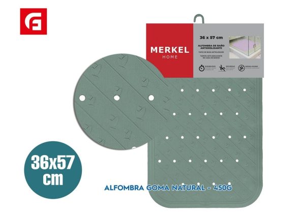 Alfombra goma natural 36*57cm verde 450gr - Alfombras de baño antideslizantes - Imagen 2