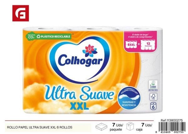 Papel higiénico ultra suave XXL 6 rollos - Papel higiénico de alta calidad