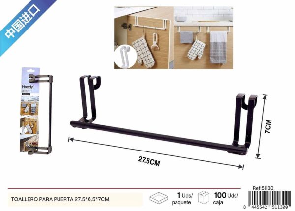 Toallero para puerta negro 27.5*6.5*7 cm - Accesorios de baño