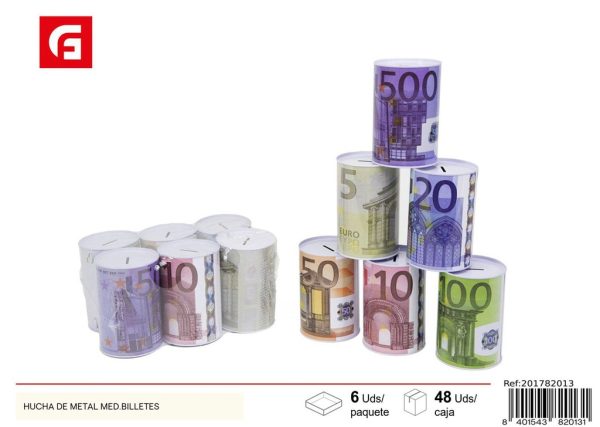 Hucha de metal mediana para billetes - Decoración y ahorro