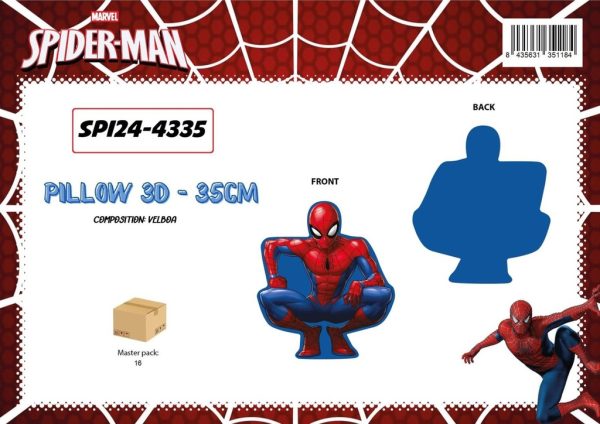 Almohada infantil de Spiderman 3D de 35cm - Juguetes