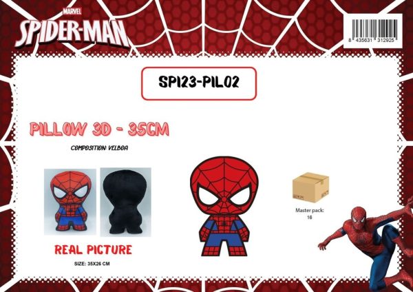 Almohada infantil de Spiderman 3D de 35cm - Juguetes - Imagen 2