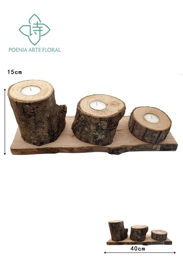 Bandeja portavelas de madera en 10-12 cm - Accesorio decorativo