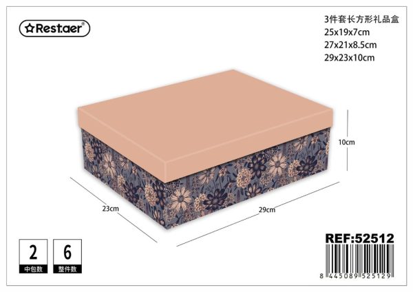 Caja de cartón plegable set de 3 con estampado dorado - Artículos de regalo - Imagen 3