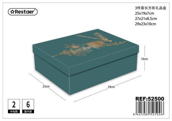 Caja de cartón plegable set de 3 con estampado dorado - Artículos de regalo - Imagen 4