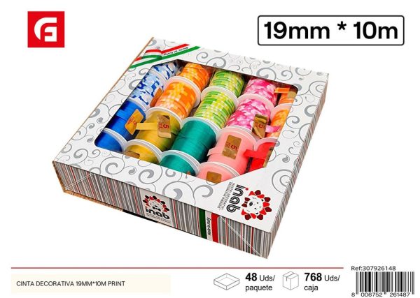 Cinta decorativa 19mm x 10m con estampado - Material decorativo