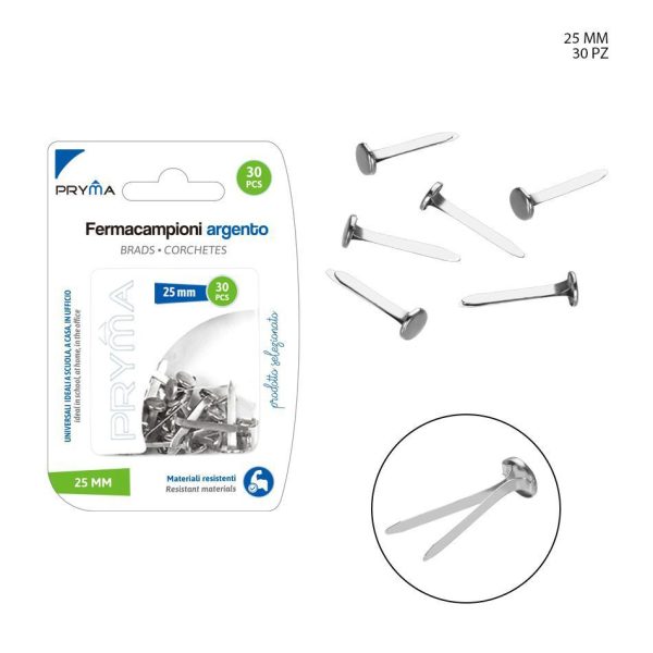 Clips de muestra color plata 25 mm 30 PZ - Accesorios de oficina