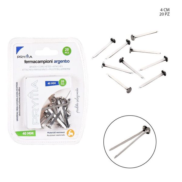 Clips de muestra color plata 40 mm 20 PZ - Accesorios de oficina