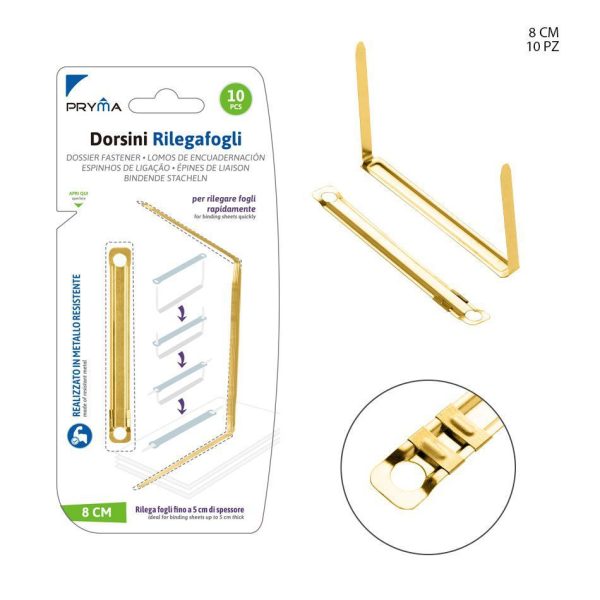 Compresor para carpetas de color oro 8cm 6pz - Accesorios