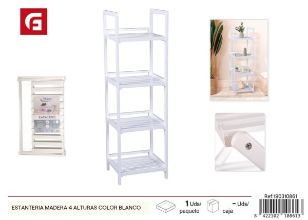 Estantería madera 4 alturas color blanco - Decoración de casa y estanterías