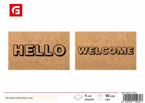 Felpudo coco Hello Six - Accesorios decorativos y funcionales para entradas