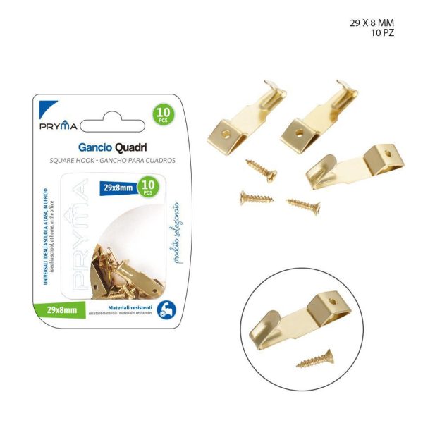 Ganchos para cuadros 29x8mm 10pz - Artículos de ferretería y ganchos