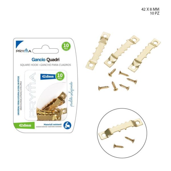 Ganchos para cuadros 42x8mm 10pz - Artículos de ferretería y ganchos