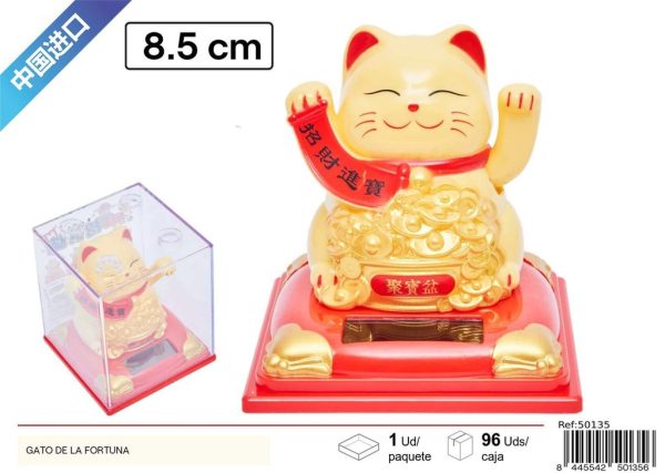Gato de la suerte con acción solar, altura 9cm - Adornos para el hogar