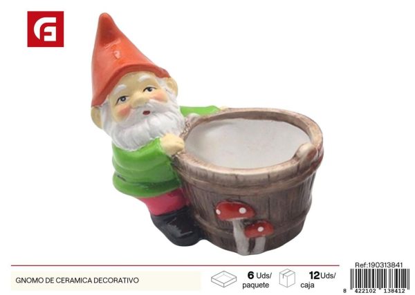Gnomo de cerámica decorativo para jardín