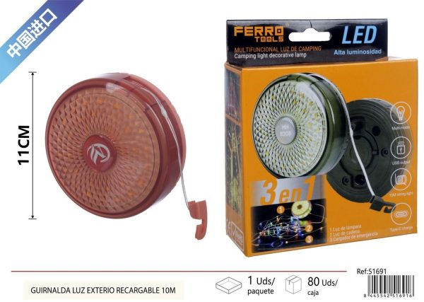 Guirnalda luz exterior recargable 10m - Electrónica y luces