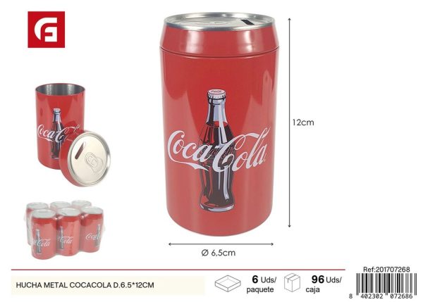 Hucha metal Coca-Cola D.6.5x12 cm - Decoración y huchas