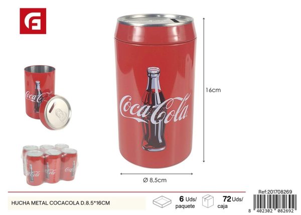 Hucha metal Coca-Cola D.8.5x16 cm - Decoración y huchas