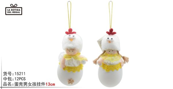 Huevo decorativo colgante Pollito 13 cm - Decoración de Pascua