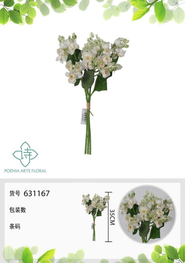 Jazmín falso de mano atada blanca 35 cm - Decoración floral