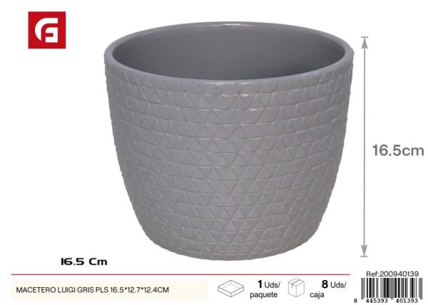 Macetero Luigi gris PLS 16.5x12.7x12.4 cm - Macetas decorativas