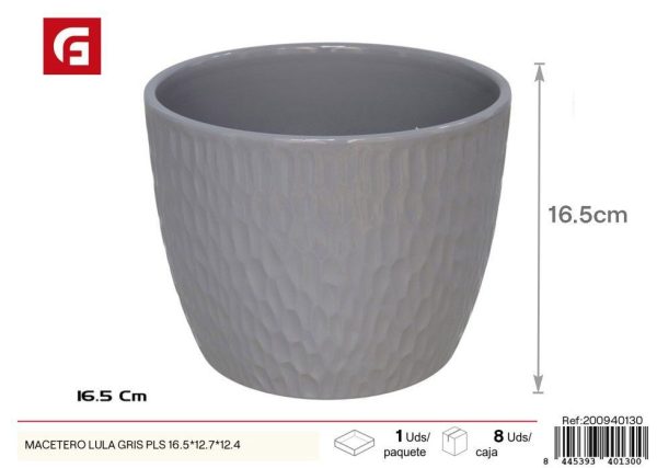 Macetero Lula gris PLS 16.5x12.7x12.4 cm - Macetas decorativas