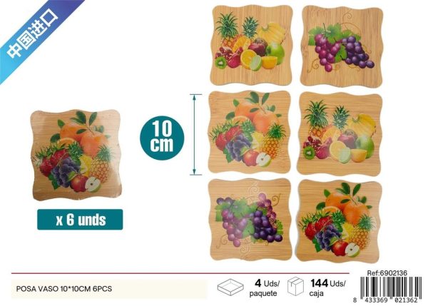 Posa vaso de bambú 10x10 cm 6 pcs - Diseño práctico y decorativo