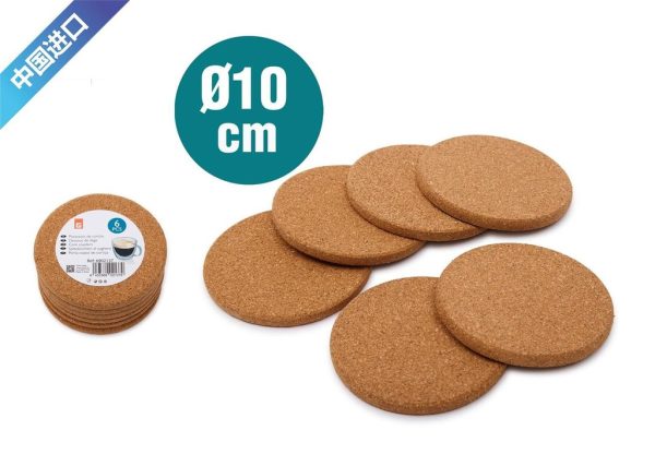 Posa vaso de corcho 6 pcs 9.5 cm - Estilo sostenible para el hogar
