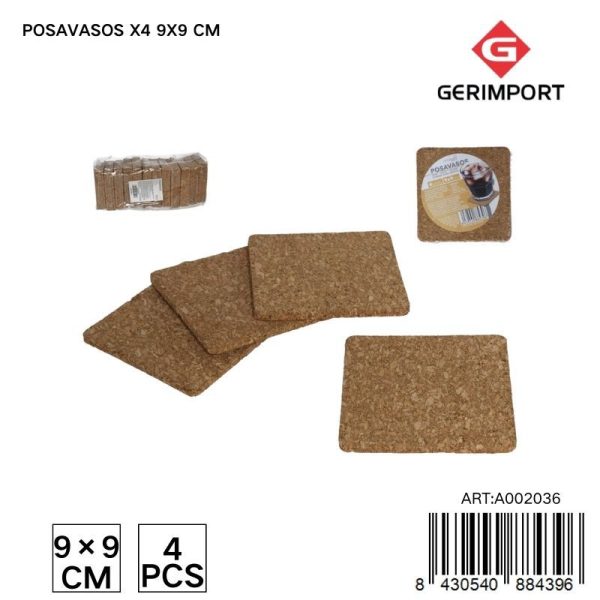 Posavasos x4 9x9 cm - Accesorios de mesa