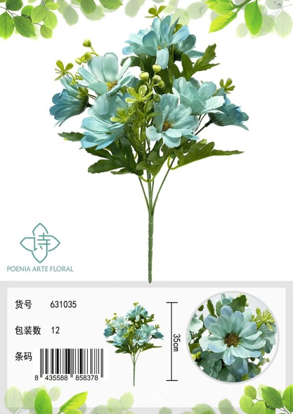 Ramo decorativo con 10 flores pequeñas, tipo montaña - Adornos florales