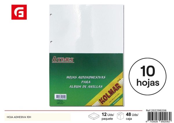 Hojas adhesivas para álbum 10H - Material escolar