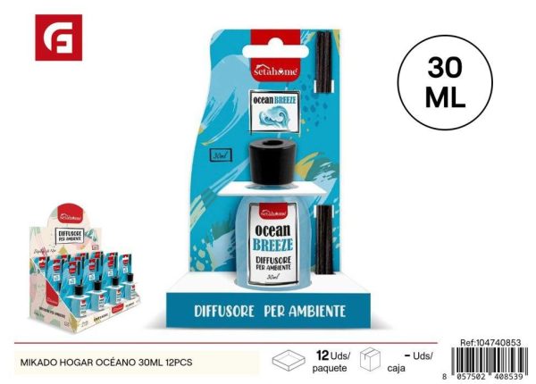 Mikado de hogar océano 30 ml 12 piezas - Ambientador líquido y fragancia marina