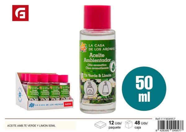 Aceite aromatizador de té verde y limón 50ml - Ambientador refrescante para el hogar