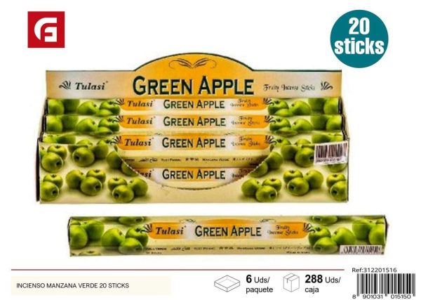 Incienso de manzana verde 20 varitas - Ambientadores y velas