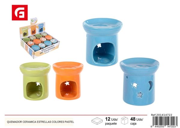 Quemador cerámica estrellas colores pastel - Velas y ambientadores