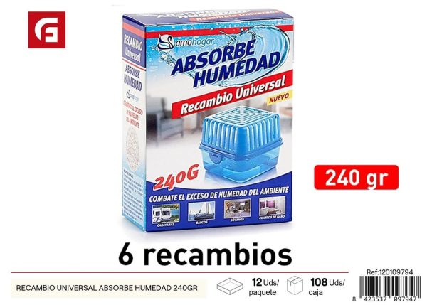 Recambio universal absorbe humedad 240g 6 piezas - Ambientadores